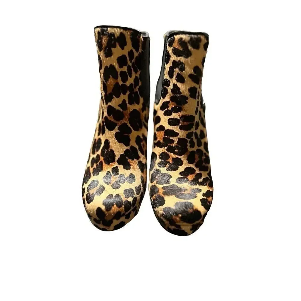 Gianni Bini Leopard Print Calf Hair Stiletto Booties Size 6.5